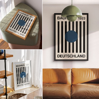Wandposter Schwarze Linien, beiger Hintergrund, Marineblau, moderner Stil