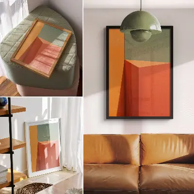 Poster mit geometrischer Architektur in harmonischen Farben für die Raumgestaltung