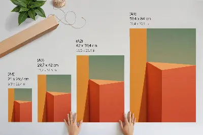 Poster mit geometrischer Architektur in harmonischen Farben für die Raumgestaltung