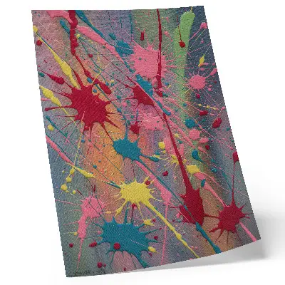Kunstdruck auf Leinwand mit Flecken in Gelb, Rosa und Türkis