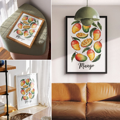 Wandposter Illustrationsstil mit exotischen Mangoblättern