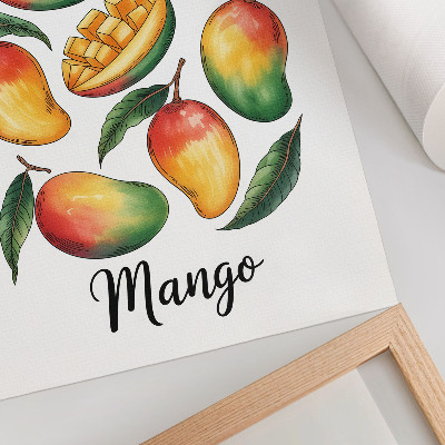 Wandposter Illustrationsstil mit exotischen Mangoblättern