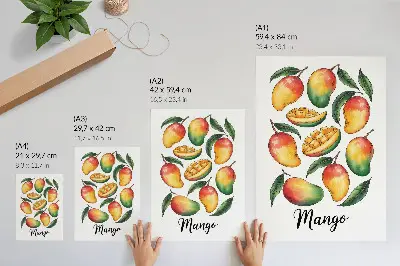 Wandposter mit exotischen Mangoblättern im Illustrationsstil