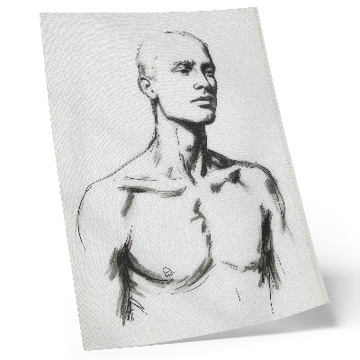 Poster Schwarz-Weiß-Zeichnung einer Männerfigur