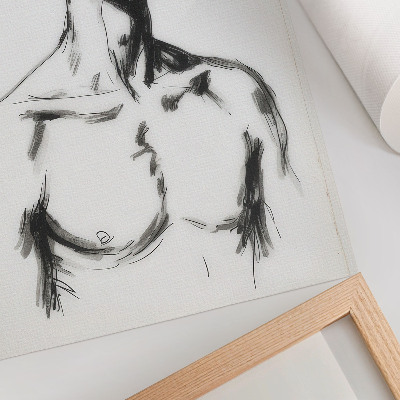 Poster Schwarz-Weiß-Zeichnung einer Männerfigur