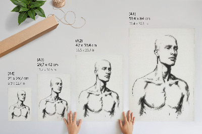 Poster Schwarz-Weiß-Zeichnung einer Männerfigur