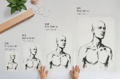 Poster schwarz-weiße Zeichnung einer Männerfigur