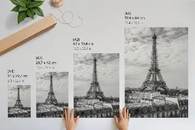 Wandposter eleganter Eiffelturm in moderner grauer Perspektive