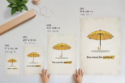 Poster Minimalismus mit gelbem Regenschirm auf cremefarbenem Hintergrund