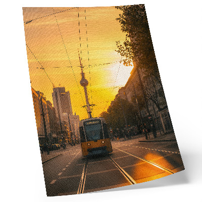 Kunstdruck leinwand Abendliche Stadtenergie, Straßenbahnleben, Straßen und Gebäude