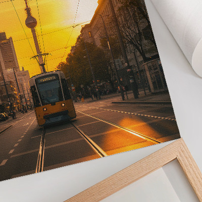 Kunstdruck leinwand Abendliche Stadtenergie, Straßenbahnleben, Straßen und Gebäude