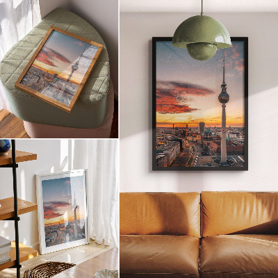 Wandposter City Tower bei Sonnenuntergang