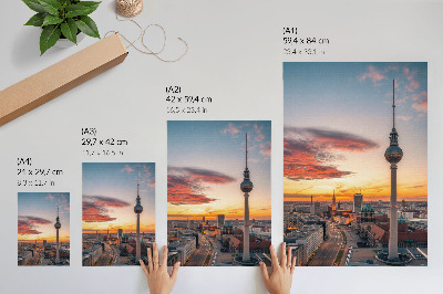 Wandposter City Tower bei Sonnenuntergang
