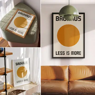 Poster Minimalistischer Kreis auf cremefarbenem Bauhaus-Hintergrund