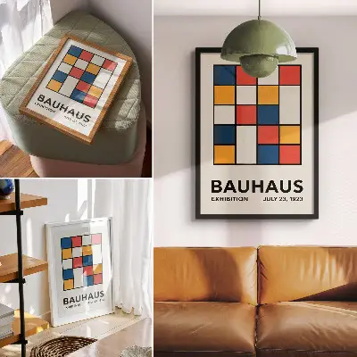Leinwand-Kunstdruck mit geometrischen Formen im minimalistischen Stil