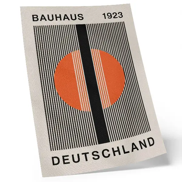 Kunstdruck auf Leinwand mit geometrischem Motiv im Schwarz-Orange-Kontrast