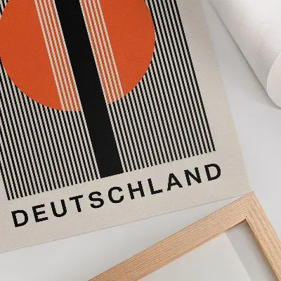 Kunstdruck auf Leinwand mit geometrischem Motiv im Schwarz-Orange-Kontrast