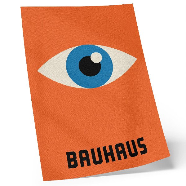 Poster Auge in geometrischen Formen auf orangefarbenem Hintergrund