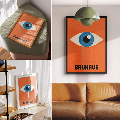 Poster Auge in geometrischen Formen auf orangefarbenem Hintergrund