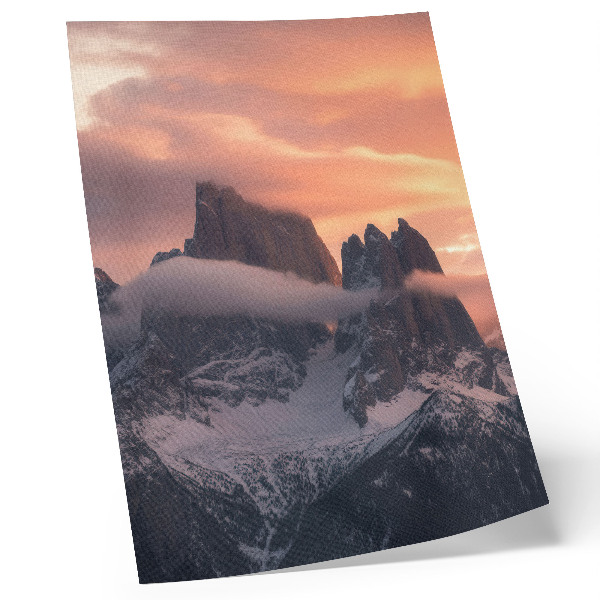 Kunstdruck leinwand Sonnenuntergang, Berge, Nebel, Harmonie, Geheimnis