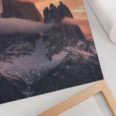 Kunstdruck leinwand Sonnenuntergang, Berge, Nebel, Harmonie, Geheimnis