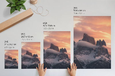 Kunstdruck leinwand Sonnenuntergang, Berge, Nebel, Harmonie, Geheimnis