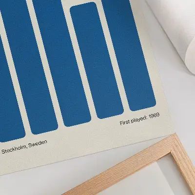 Kunstdruck auf Leinwand mit minimalistischen blauen Rechtecken