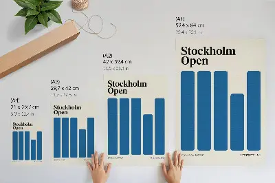 Kunstdruck auf Leinwand mit minimalistischen blauen Rechtecken