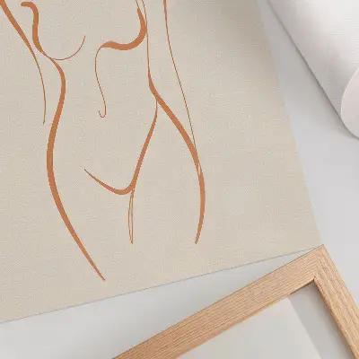 Wandposter minimalistische Komposition mit Frauenumriss in Eleganz