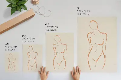 Wandposter minimalistische Komposition mit Frauenumriss in Eleganz