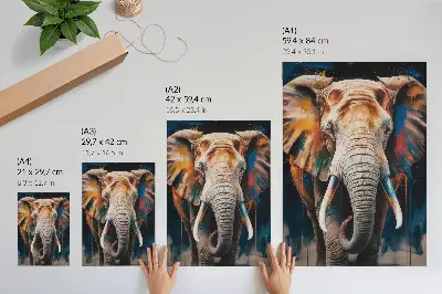 Leinwand-Kunstdruck farbenfrohe Elefantensilhouette mit modernen Akzenten im surrealistischen Stil