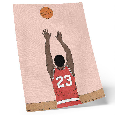 Wandposter Basketballspieler in Pastellrosa mit einem Ball im Flug
