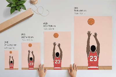 Wandposter Basketballspieler in Pastellrosa mit einem Ball im Flug