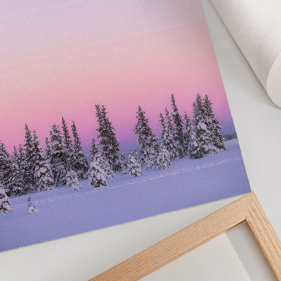 Kunstdruck leinwand Winterbäume, stimmungsvoller Pastellhimmel, Frieden
