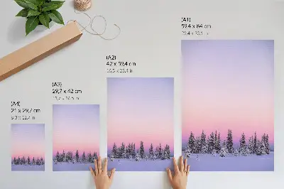 Kunstdruck auf Leinwand Winterbäume mit stimmungsvollem Pastellhimmel für eine friedliche Atmosphäre
