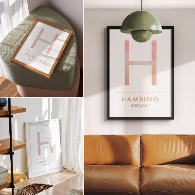 Wandposter Minimalistischer Buchstabe H, moderne Details, Pastelltöne