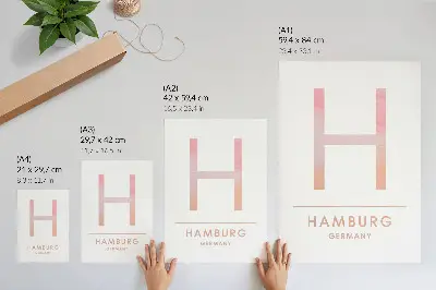 Wandposter minimalistischer Buchstabe H in modernen Pastelltönen