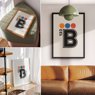 Wandposter Geometrischer Buchstabe mit bunten Tropfen
