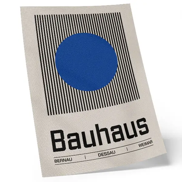 Poster großer blauer Kreis auf schwarz-weißen Linien