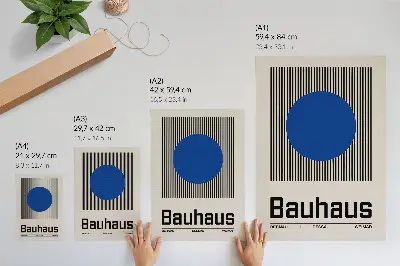 Poster großer blauer Kreis auf schwarz-weißen Linien