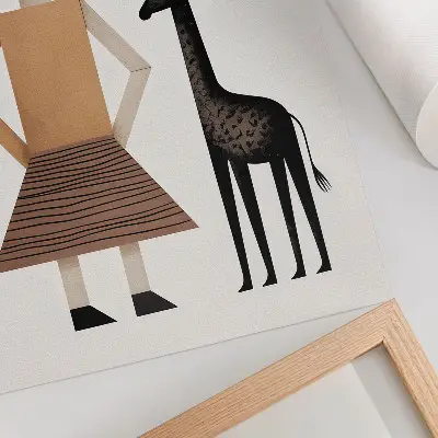Wandposter mit geometrischer Giraffe im minimalistischen Stil