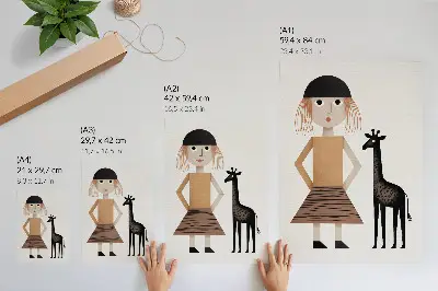 Wandposter mit geometrischer Giraffe im minimalistischen Stil