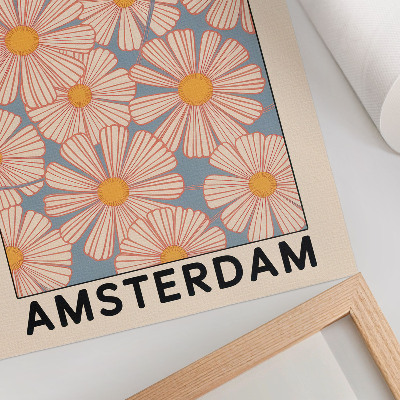 Kunstdruck leinwand Retro-Stil mit leuchtenden Farben und einem floralen Motiv