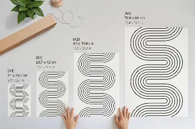 Wandposter mit abstraktem Muster aus kontrastierenden Linien im modernen Stil