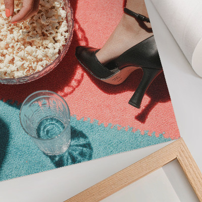 Wandposter Bunter Teppich, Popcorn, Glas, elegante Figur