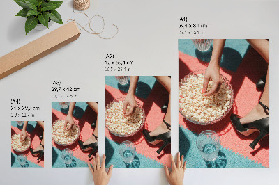 Wandposter Bunter Teppich, Popcorn, Glas, elegante Figur