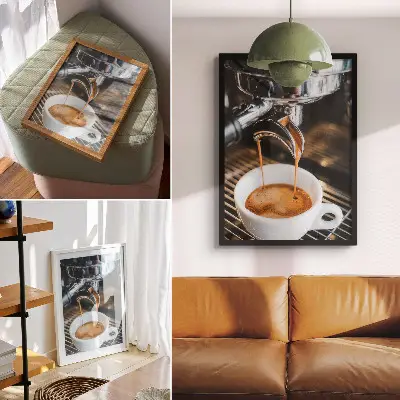 Poster ausdrucksstarkes Getränk in einer modernen weißen Tasse