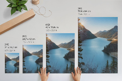 Kunstdruck leinwand Majestätische Berge, See, Sonne, Harmonie der Natur