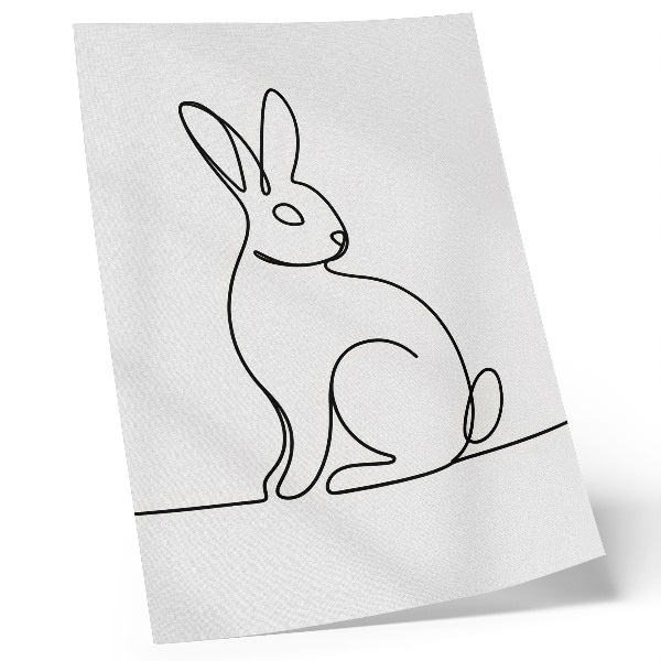 Poster Zarte Silhouette eines Kaninchens mit dünner Linie