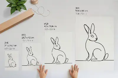Poster mit zarter Silhouette eines Kaninchens in dünner Linie